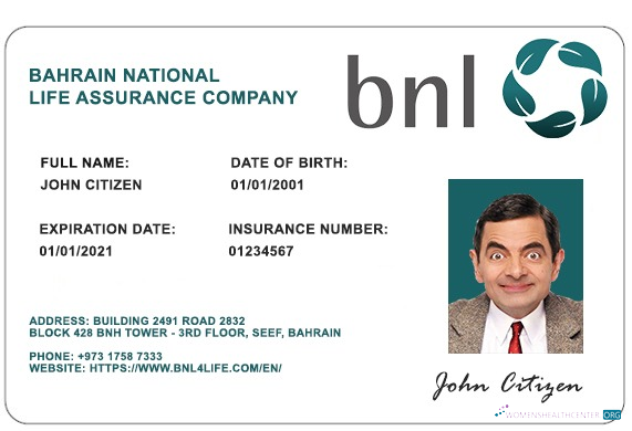 Download Bahrain BNL health insurance card Photoshop template